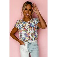 Azura Exchange Buttoned Ruffled Sleeve Blouse - M thumbnail