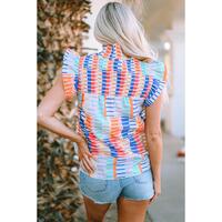 Azura Exchange Striped High Neck Flutter Top - M thumbnail