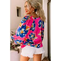 Azura Exchange Puff Sleeve Blouse with Flower Print - L thumbnail