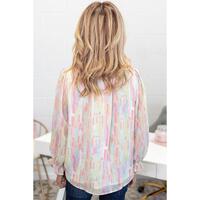 Azura Exchange Abstract Print Frilled Buttoned Shirt - L thumbnail