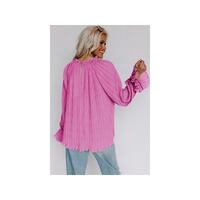 Azura Exchange Pleated Flared Cuff Long Sleeve Blouse - L thumbnail