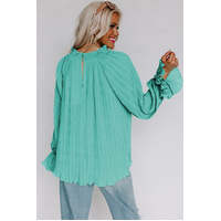 Azura Exchange Pleated Flared Cuff Long Sleeve Blouse - S thumbnail