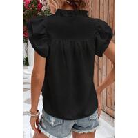 Azura Exchange Ruffle Flutter Sleeve Notch Neck Top - M thumbnail