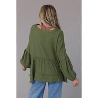 Azura Exchange Loose Sleeve Raw Edge Top - L thumbnail