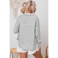 Azura Exchange Striped Thumbhole Drop Shoulder V Neck Top - M thumbnail