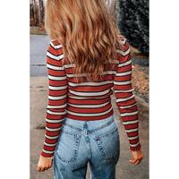 Azura Exchange Striped Ribbed Knit Slim Fit Top - XL thumbnail