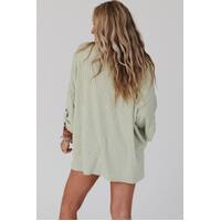 Azura Exchange Oversize Ribbed Roll-tab Sleeve Top - S thumbnail