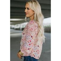 Azura Exchange Boho Print Shirred Cuffs Blouse - XL thumbnail