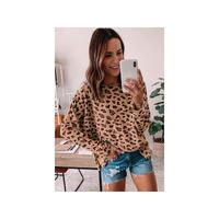 Azura Exchange Animal Print Stitching Loose Long Sleeve Top - M thumbnail