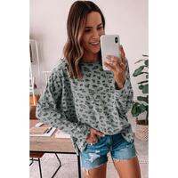 Azura Exchange Animal Print Stitching Loose Long Sleeve Top - S thumbnail