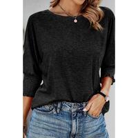 Azura Exchange Smocked 3/4 Sleeve Casual Loose Top - S thumbnail