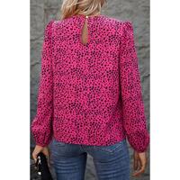 Azura Exchange Leopard Print Pleated Blouse - M thumbnail