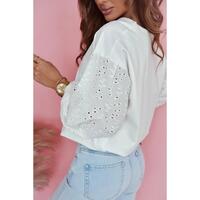 Azura Exchange Embroidered Patchwork Puff Sleeve Blouse - XL thumbnail