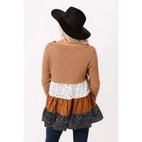 Azura Exchange Ribbed Tiered Ruffled Flowy Top - L thumbnail