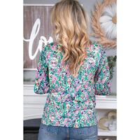 Azura Exchange Elegant Floral Print Long Sleeve Blouse - S thumbnail