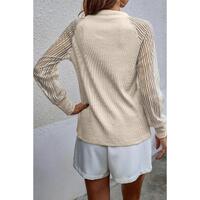 Azura Exchange Striped Mesh Long Sleeve Ribbed Top - 2XL thumbnail