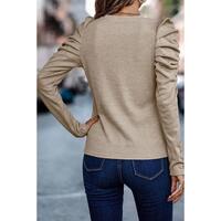 Azura Exchange Buttoned Puff Long Sleeve Sheath Top - XL thumbnail