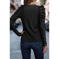 Azura Exchange Buttoned Puff Long Sleeve Sheath Top - S thumbnail