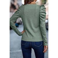 Azura Exchange Buttoned Puff Long Sleeve Sheath Top - L thumbnail