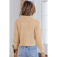 Azura Exchange Apricot Waffle Knit Turtleneck Top - XL thumbnail