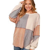 Multicolor Exposed Seam Colorblock Oversized Knit Top - L thumbnail
