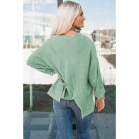 Azura Exchange Colorblock Stitching Irregular Hem Long Sleeve Top - L thumbnail