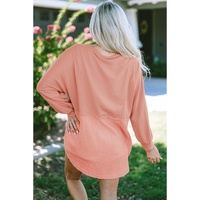 Crinkle Splicing Raw Hem High Low Oversized Blouse - L thumbnail