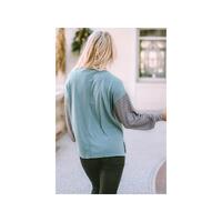 Azura Exchange Striped Bishop Sleeve Top - S thumbnail