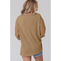 Azura Exchange Colorblock Striped Bishop Sleeve Top - S thumbnail