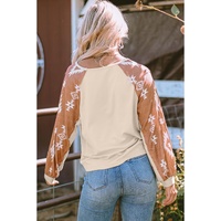 Apricot Western Print Patch Long Sleeve Top - L thumbnail