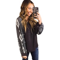 Black Western Print Patch Long Sleeve Top - S thumbnail