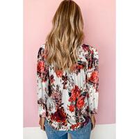 Azura Exchange Retro Floral Long Sleeve Blouse - M thumbnail
