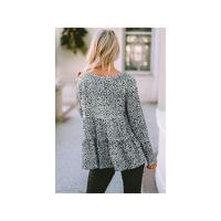 Azura Exchange Leopard Print Long Sleeve Ruffled Blouse - M thumbnail