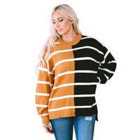 Stripe Oversized Contrast Printed Dropped Shoulder Top - L thumbnail