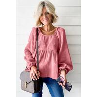 Azura Exchange Textured Bubble Sleeve Blouse - XL thumbnail