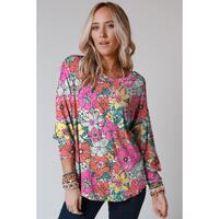 Azura Exchange Floral Long Sleeve Top with Twisted Hollow-out Back - S thumbnail