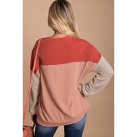 Azura Exchange Long Sleeve Ribbed Loose Top - M thumbnail