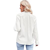 Azura Exchange Frilled Mock Neck Ripple Sleeve Blouse - L thumbnail