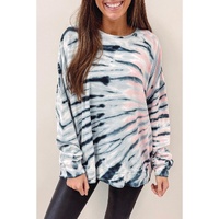 Sky Blue Tie-Dye Crewneck Long Sleeve Shift Pullover - M thumbnail