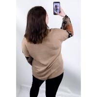 Azura Exchange Leopard Colorblock Patchwork Knit Top - L thumbnail