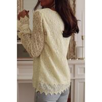 Azura Exchange Floret Lace V Neck Long Sleeve Blouse - L thumbnail