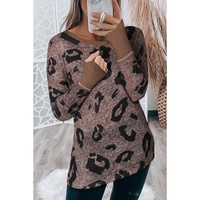 Brown Leopard Spling Thumbhole Long Sleeve Top - M thumbnail