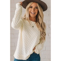 Beige Solid Textured Thumbhole Sleeve Top - S thumbnail
