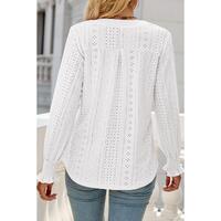 Azura Exchange Split Neck Textured Loose Blouse - M thumbnail