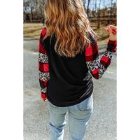 Azura Exchange Plaid & Leopard Print Off Shoulder Top - M thumbnail