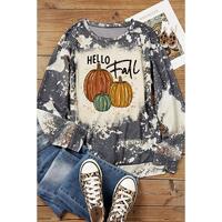 Azura Exchange Hello Fall Pumpkin Graphic Tie Dye Long Sleeve Top - S thumbnail