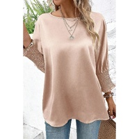 Smoke Gray Shirred Dolman Sleeve Satin Blouse - L thumbnail