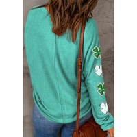 Green Sequined St Patrick Clover Patched Long Sleeve Top - XL thumbnail