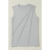 Gray Crew Neck Pleated Tank Top - XL thumbnail