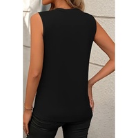 Azura Exchange Black Crew Neck Pleated Tank Top - L thumbnail